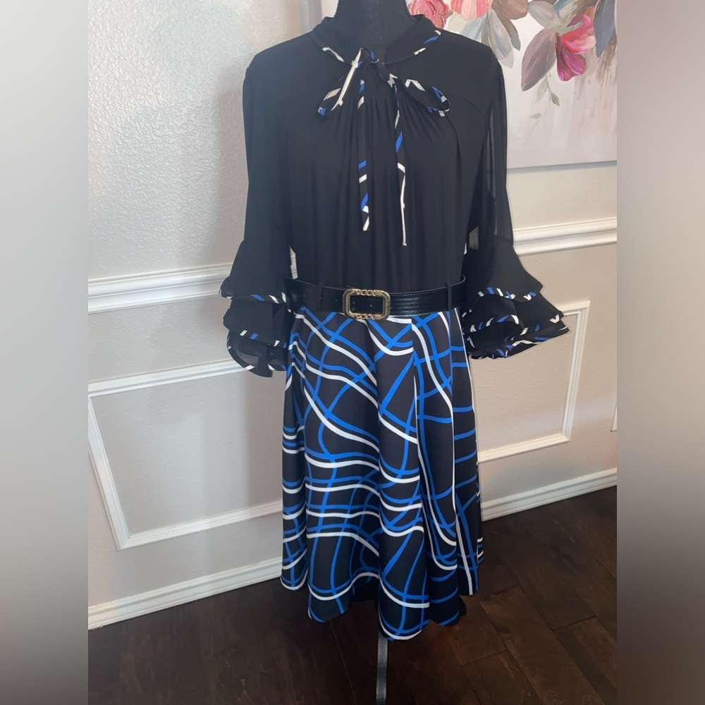 NWT Connectome Dress || Size: (16) see measurements || Black, Blue, White - Picture 3 of 8